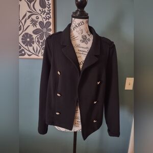 Torrid Black Pea Coat with Gold Buttons